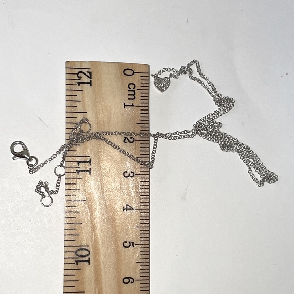 Solid 14K White Gold Tiny Natural Diamond Heart XS Pendant Necklace Minimalist - Picture 13 of 17